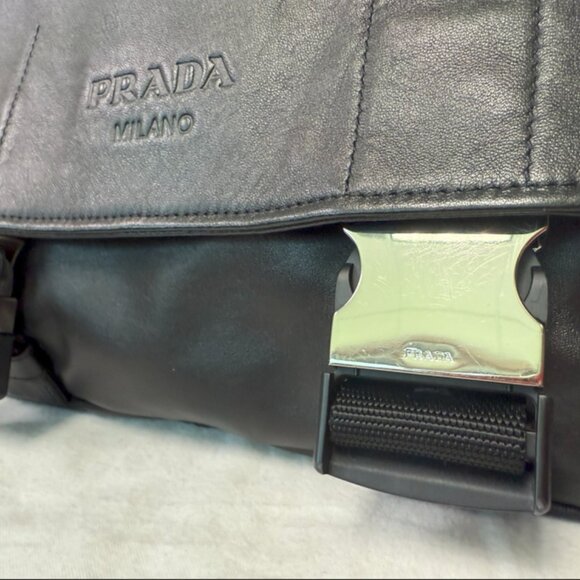 Prada Traclla Soft Calf Black Messenger Bag - Picture 2 of 10